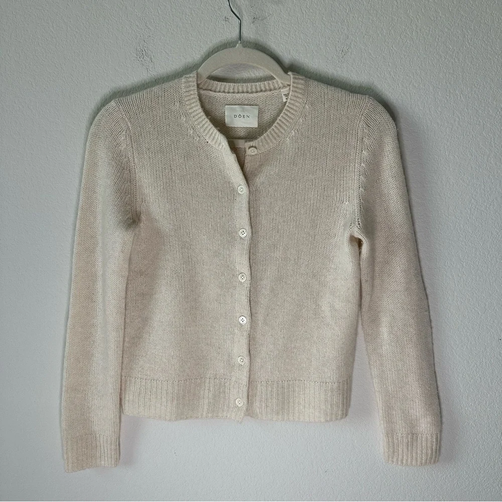 Doen Danae Cashmere Crewneck Cardigan in Dogwood SZ XS - Picture 2 of 6